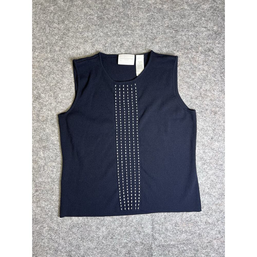 Liz Claiborne Womens Petite Medium Sweater Tank Top Knit Sleeveless Black